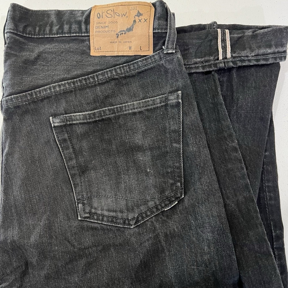 Orslow Or Slow 107Xx Black Selvedge Denim Straight Japan Men's Size 4 (L) 34x33